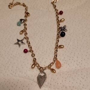 Chico's Gold Necklace with Colorful Charms